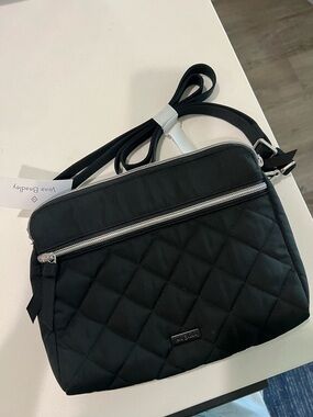 Vera Bradley Black Quilted Crossbody Bag w Triple Compartment